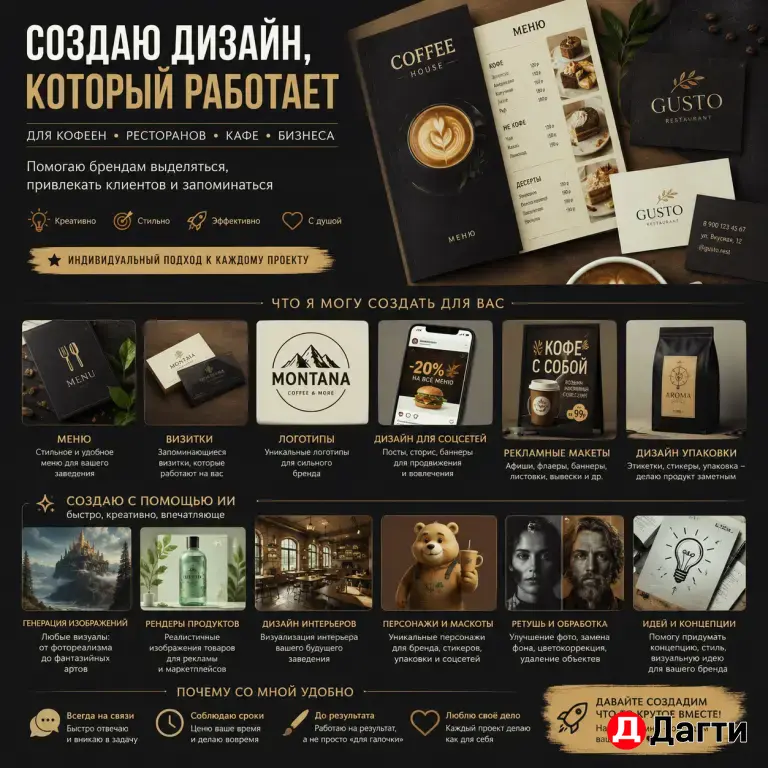 Рекламное агентство, типография, дизайн ИИ.