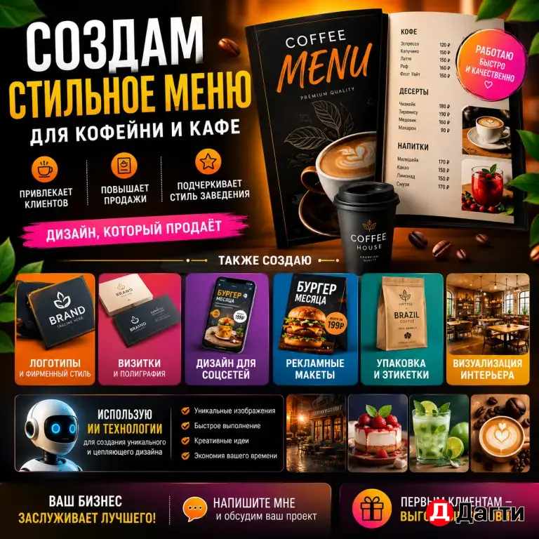 Рекламное агентство, типография, дизайн ИИ.